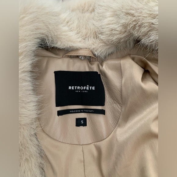 CURRENT SEASON NEW Retrofete Kieran leather long coat in latte - Picture 9 of 12